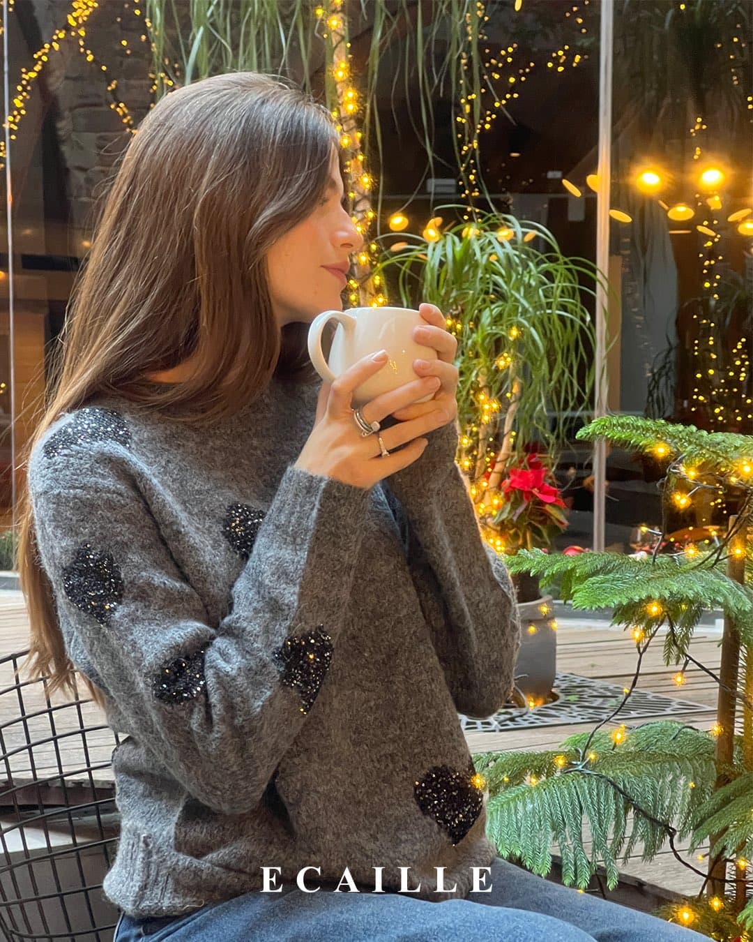 Heart-Pattern Knit Sweater