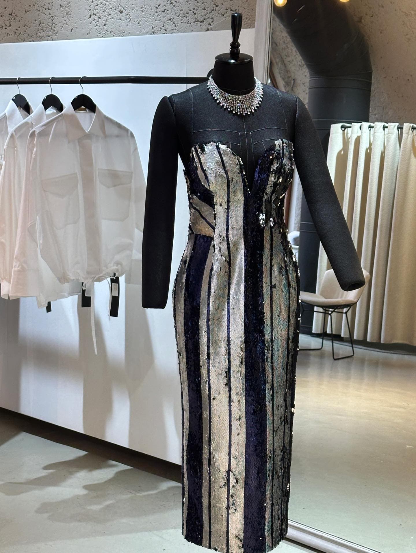 Sequined Column Midi Dress